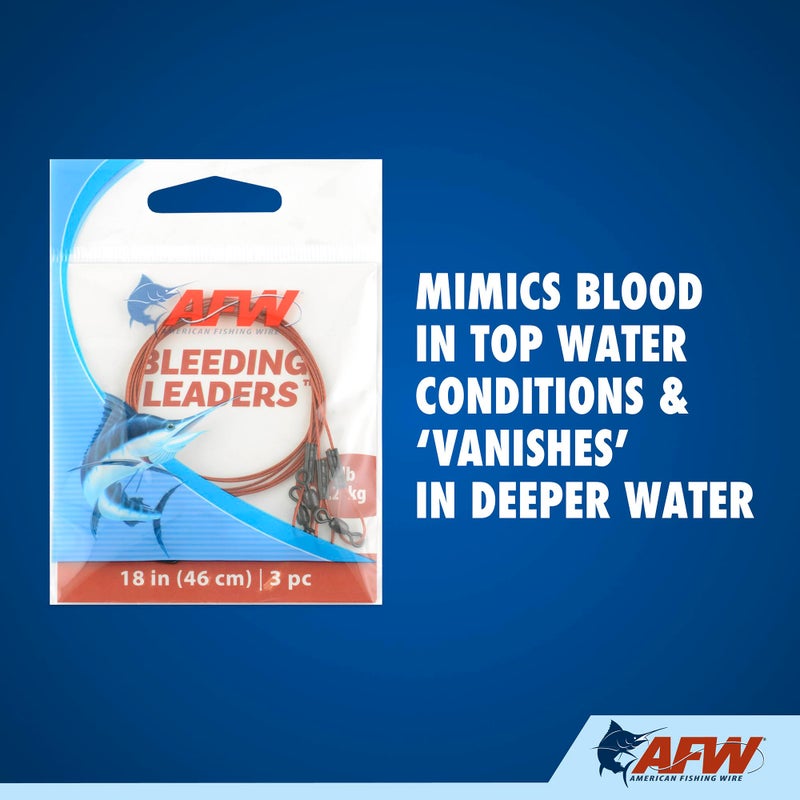 AFW Bleeding Leaders, Nylon Coated 1x7 Stainless Steel Wire, 20 lb Test, Red, 18 inch, 3 pc - Image 3